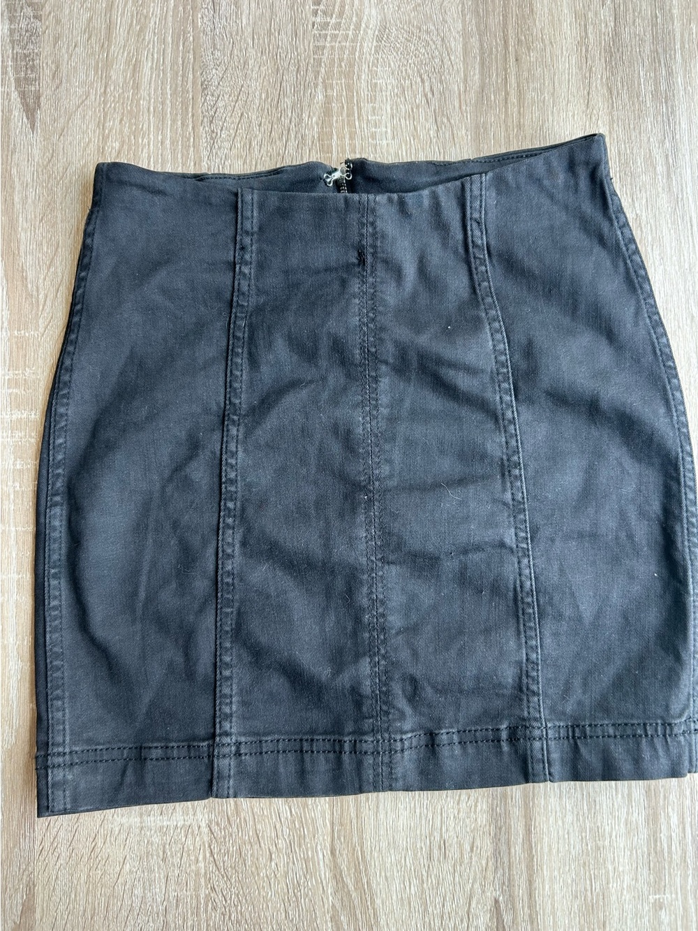Free People Classic Black Cotton Denim Mini Skirt